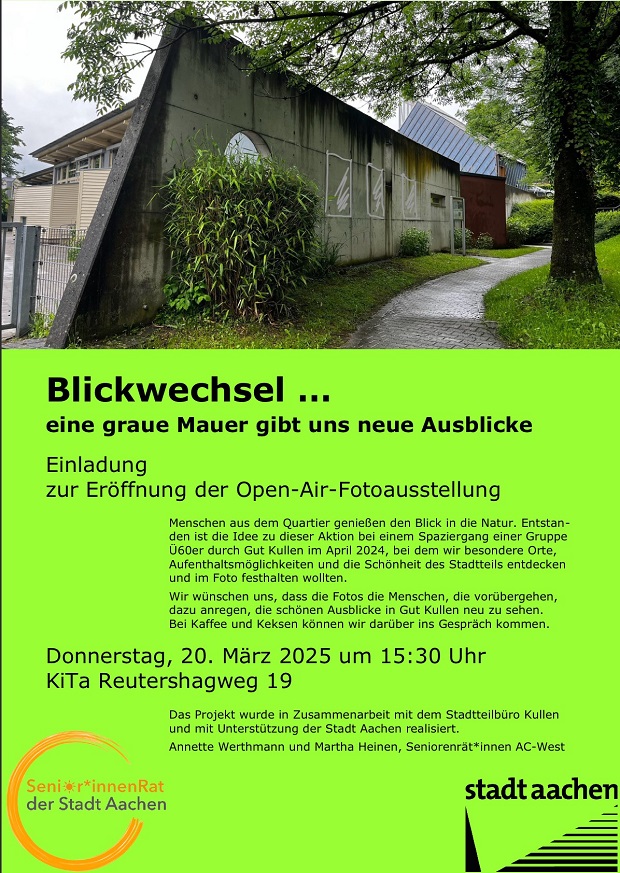 Das Plakat zur Veranstaltung Blickwechsel am Donnerstag, 20. März 2025 um 15:30 Uhr in der KiTa Reutershagweg 19