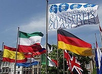 Aachen market with flags (c) Stadt Aachen / Andreas Herrmann